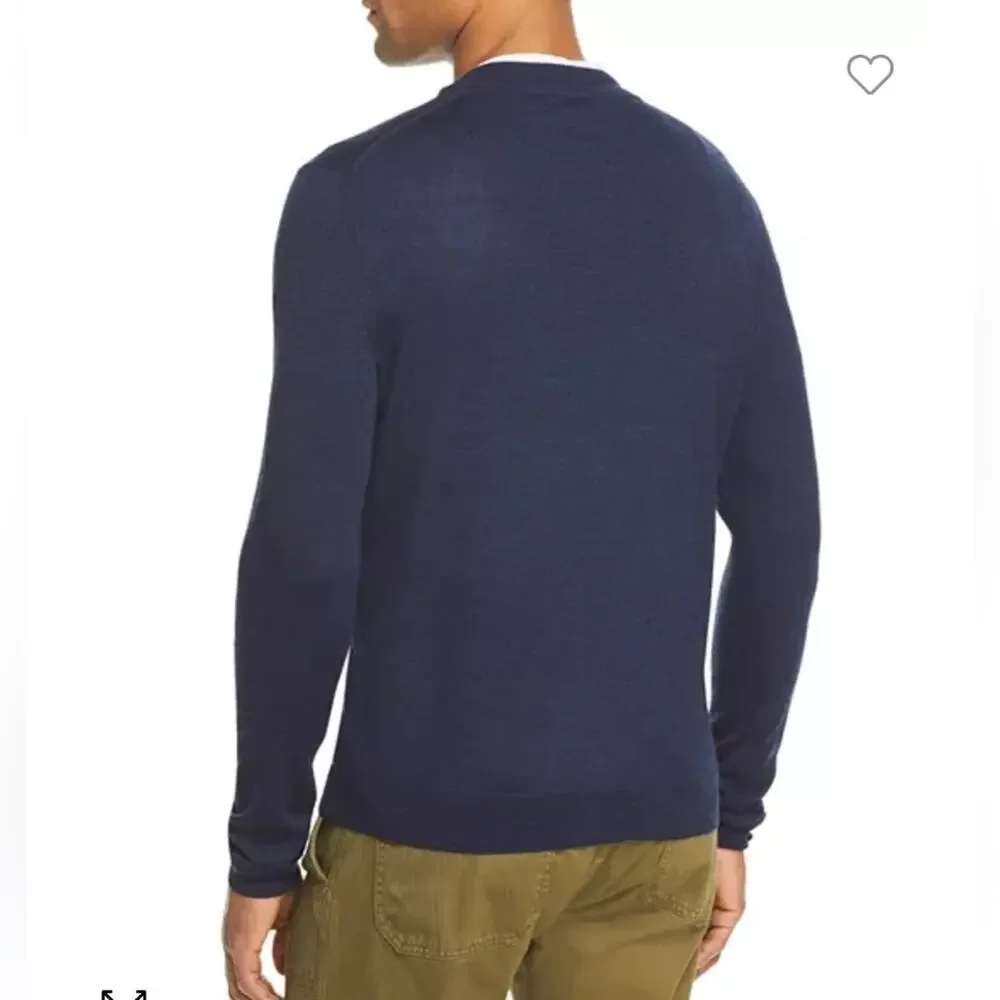 Bloomingdales Mulberry Heather Merino Wool V-Neck Sweater NWT L